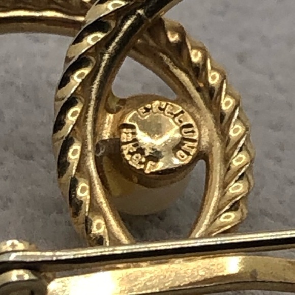 VTG Ekelund Real Pearl 14k Gold Fill Filled Petit Circles Brooch 1” x .6” - Picture 7 of 8